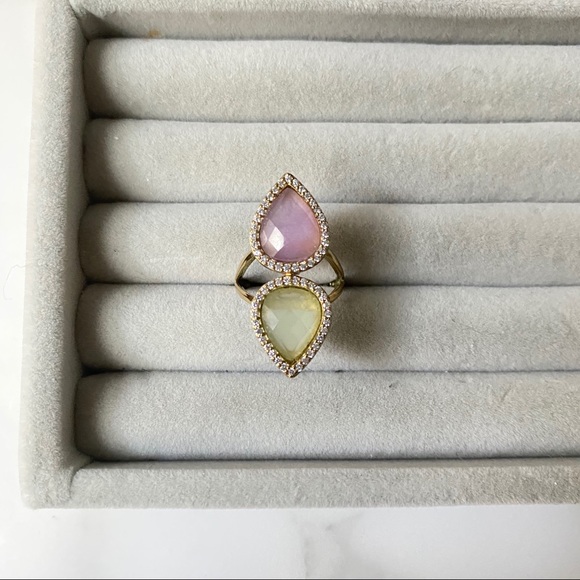 Melanie Auld Lavender Jade & Chalcedony pave ring - Picture 2 of 3